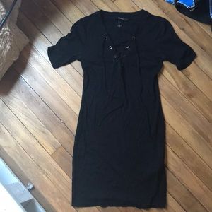 black bodycon lace up dress